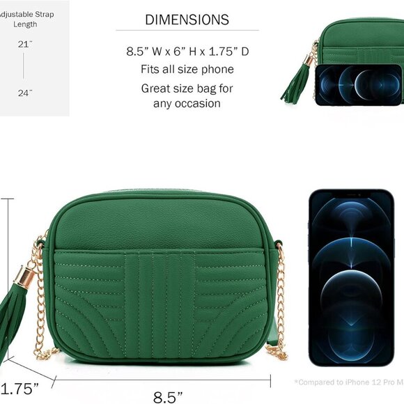 Quilted Crossbody Bags for Women - Stylish Camera Bag with Tassel - Lightweight - Picture 4 of 7